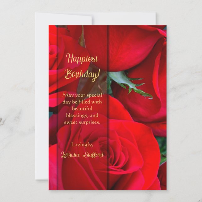 Romantic Red Rose Birthday Card (Front)