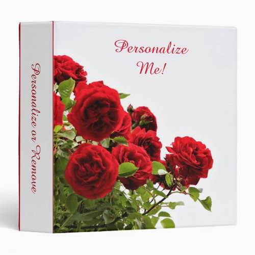 Romantic Red Rose Bouquet Album Personalized 3 Ring Binder