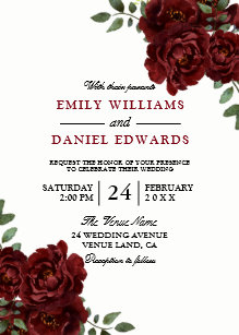 Red Rose Wedding Invitations Zazzle Red Rose Burgundy Elegant Wedding Invitation