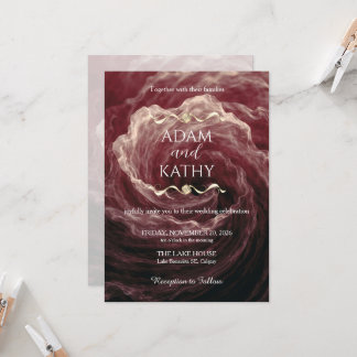 Romantic Red Rose Burgundy Wedding Invitation