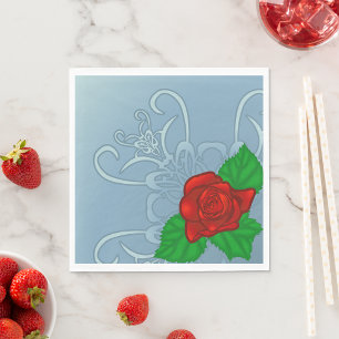 Romantic Red Rose Classic Floral Napkins