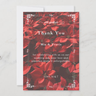 Romantic Red Rose | Floral Elegant Editable Thank You Card