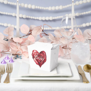 Romantic Red Rose Floral Heart Wedding Favor Boxes