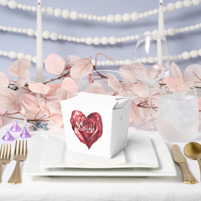 Romantic Red Rose Floral Heart Wedding Favor Boxes (Wedding)