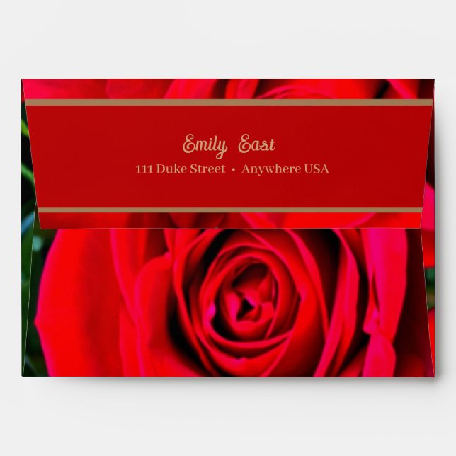 Romantic Red Rose Floral Valentine Envelope (Back (Top Flap))
