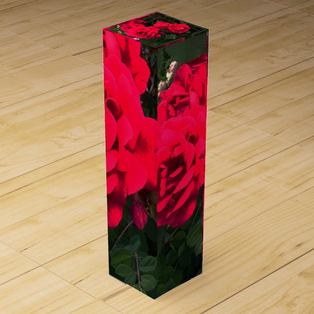 Romantic Red Rose Flower Gift Wine Box (Front)
