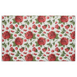 Romantic Red Rose Foliage Botanical Garden Bloom Fabric