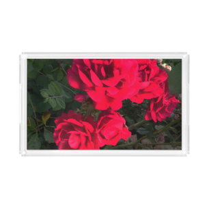 Romantic Red Rose Garden Rosery Acrylic Tray
