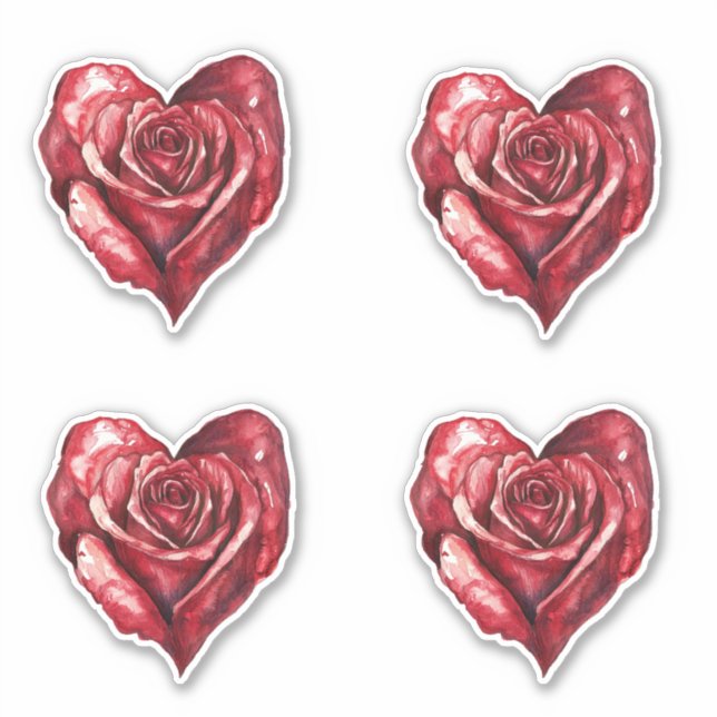 Romantic Red Rose Heart Flowers Sticker (Front)