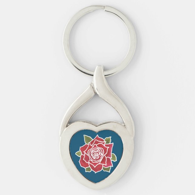 Romantic Red Rose Heart-shaped Keychain (Front)