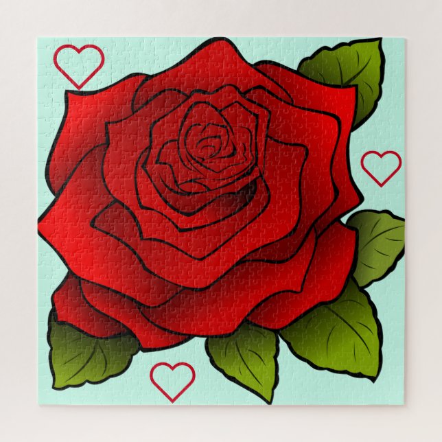 Romantic Red Rose - Hearts Jigsaw Puzzle (Vertical)