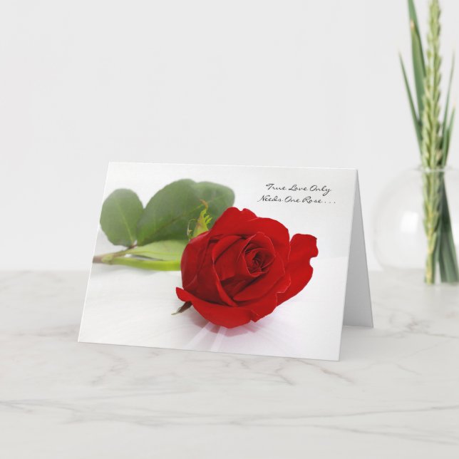 Romantic Red Rose I Love You Only One For Me Card (Front)