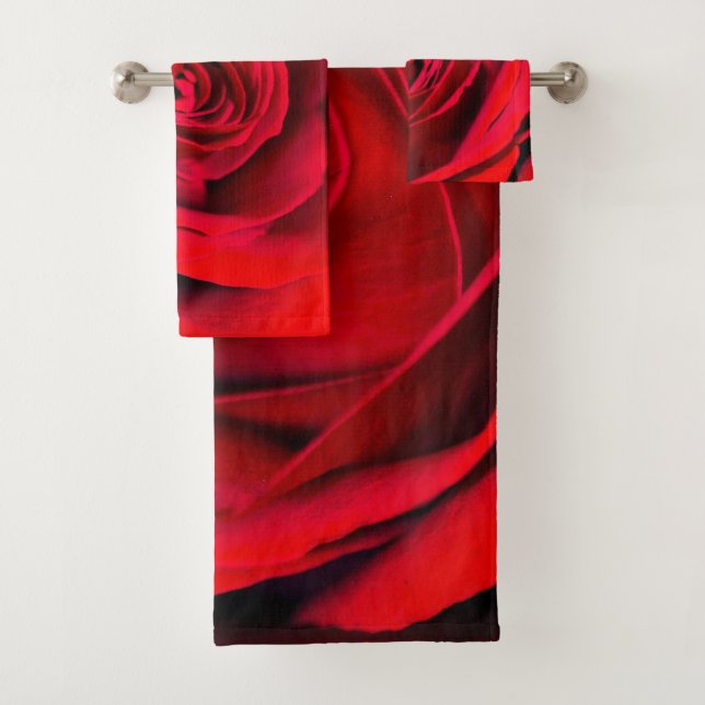 Romantic Red Rose in full bloom Bath Towel Set (Insitu)