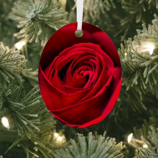 Romantic Red Rose in full bloom Metal Ornament (Insitu)
