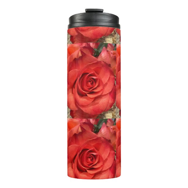 Romantic Red Rose Macro Thermal Tumbler (Front)
