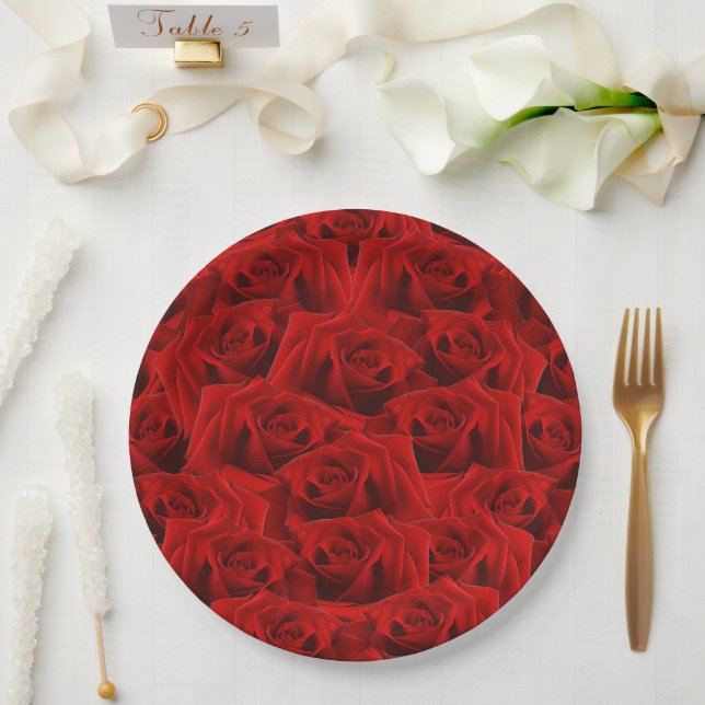  Romantic Red Rose Paper Plates (Wedding)