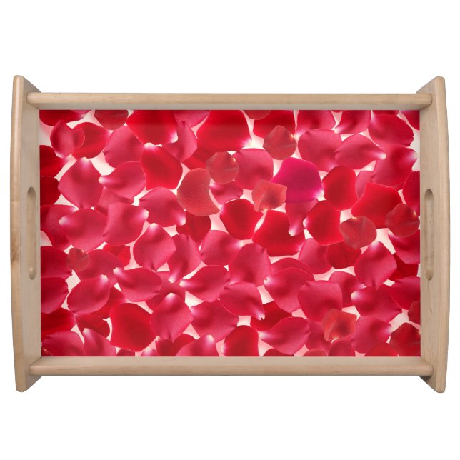 Romantic Red Rose Petals Decorative Serving Tray (Front)