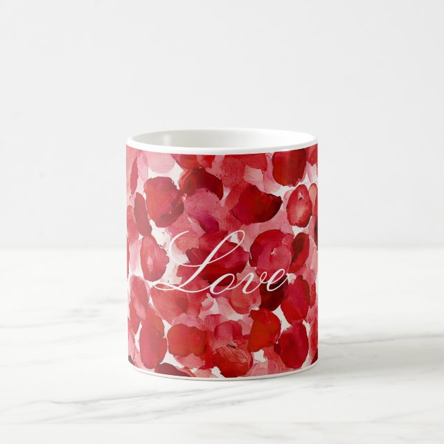 Romantic Red Rose Petals Floral   Coffee Mug (Center)