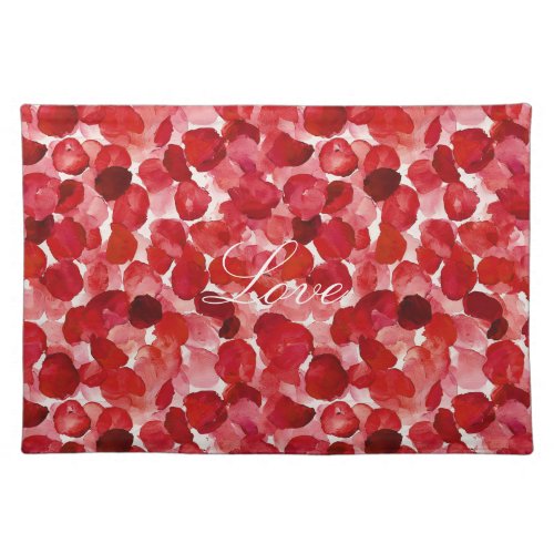 Romantic Red Rose Petals Floral Love Cloth Placemat
