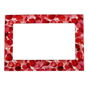 Romantic Red Rose Petals Floral Love Magnetic Frame
