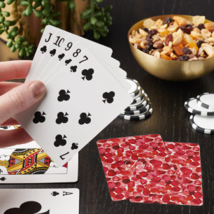 Romantic Red Rose Petals Floral Poker Cards