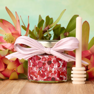 Romantic Red Rose Petals Floral Wedding Honey Jar Favors