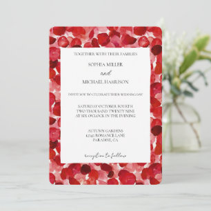 Romantic Red Rose Petals Floral Wedding Invitation