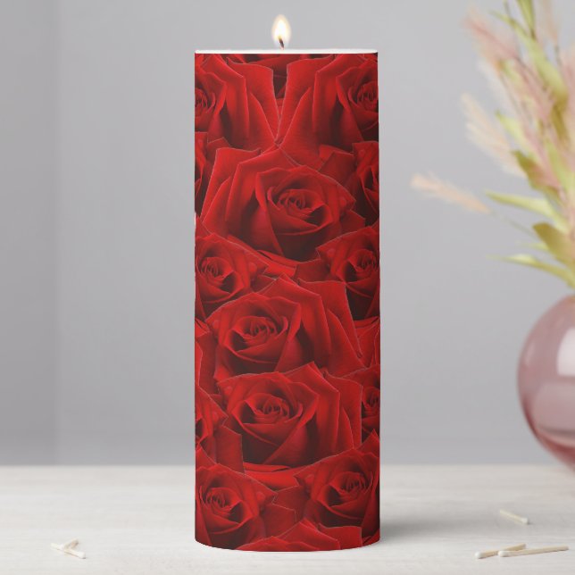  Romantic Red Rose Pillar Candle (In Situ)