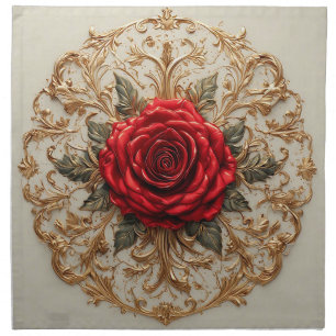 Romantic Red Rose Premium Dining Decor Cloth Napkin