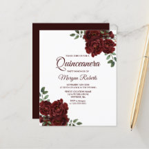 Romantic Red Rose Quinceanera Budget Invitation