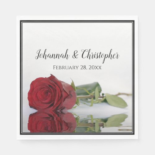Romantic Red Rose Reflections Elegant Wedding Napkins