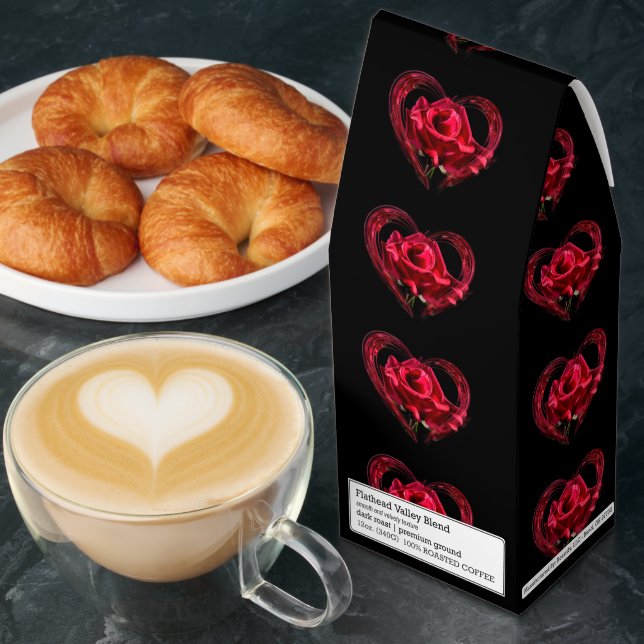 Romantic Red Rose Roasted Coffee Your Text QR Code (Breakfast)