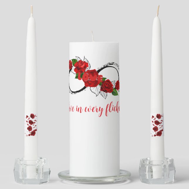 Romantic Red Rose Unity Candle Set – Wedding Cerem (Front)
