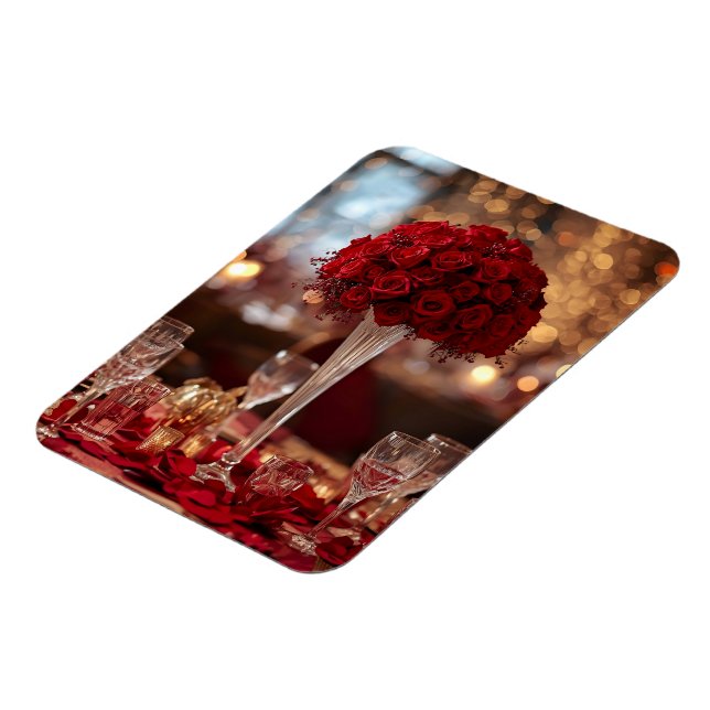 Romantic Red Rose Valentine Decorative Photo Magnet (Left Side)
