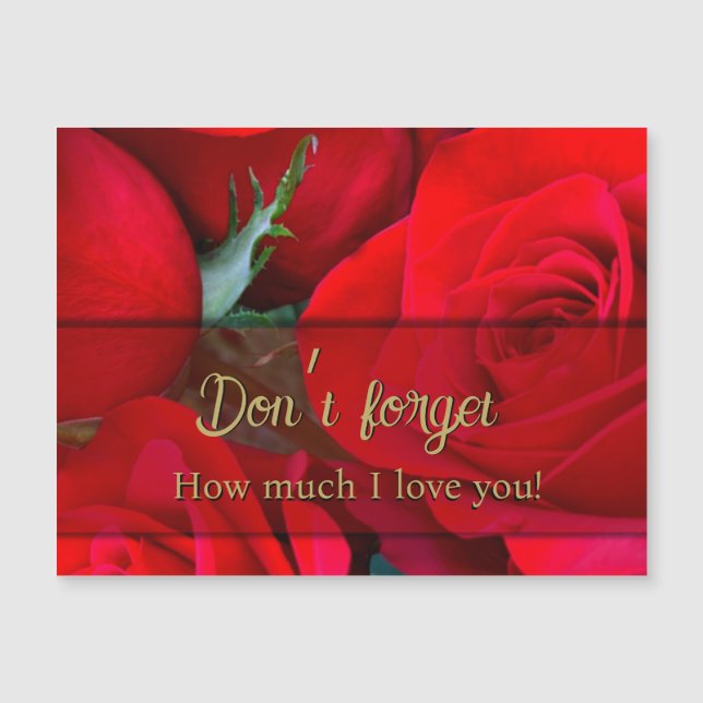 Romantic Red Rose Valentine Magnet (Front)