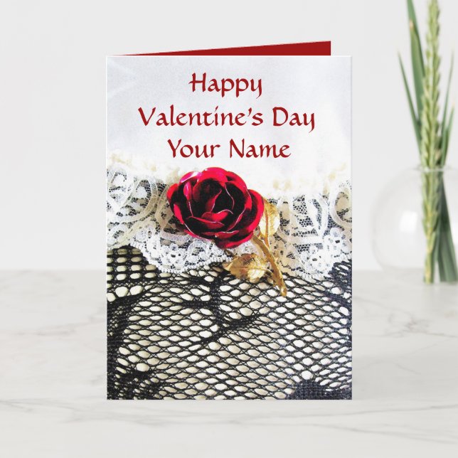 Romantic red rose Valetine's day Holiday Card (Front)