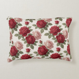 Romantic Red Rose Vintage Floral Style ✨ Accent Pillow