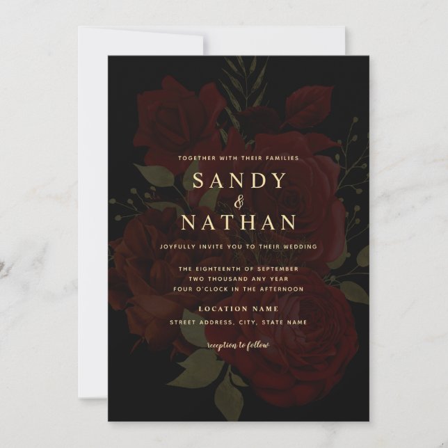 Romantic Red Rose Wedding Invitation (Front)