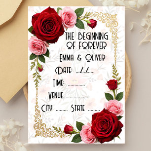 Romantic Red Rose Wedding Invitation