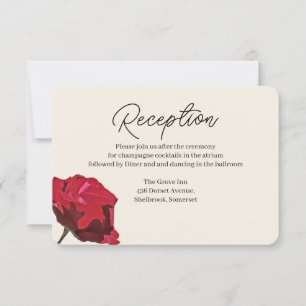 Romantic Red Rose Wedding Reception Card