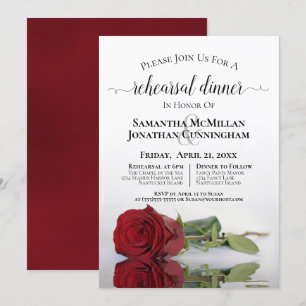 Romantic Red Rose Wedding Rehearsal & Dinner Invitation