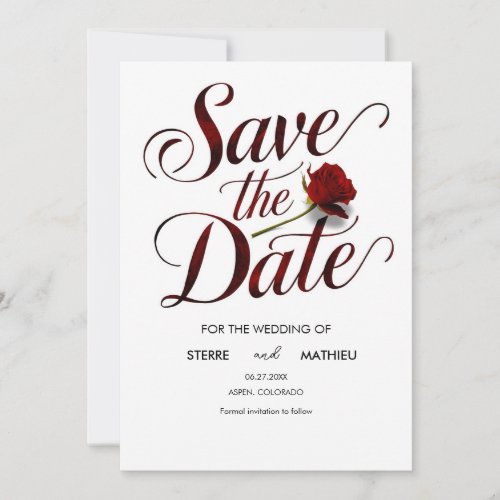 Romantic Red Rose Wedding  Save The Date