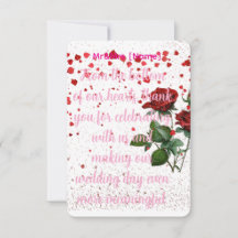 Romantic Red Rose Wedding Thank You Card | Elegant