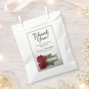 Romantic Red Rose Wedding Thank You Favor Bag