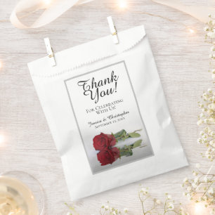 Romantic Red Rose Wedding Thank You Favor Bag