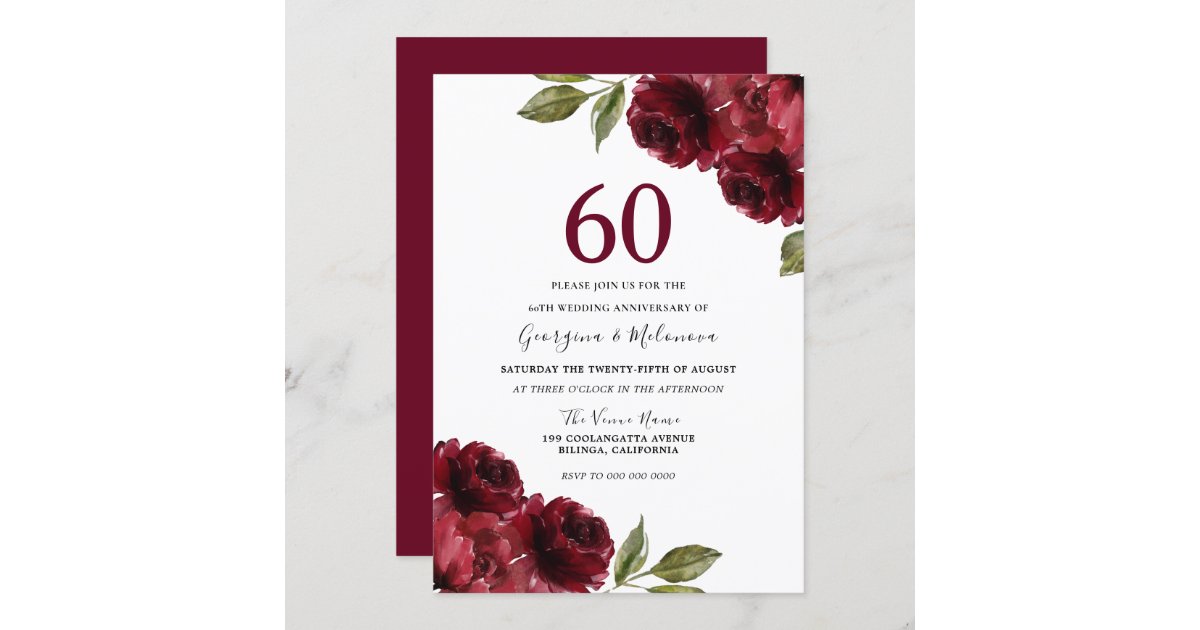 Navy Diamond 60th Wedding Anniversary Invitations