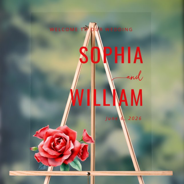 Romantic Red Roses Acrylic Sign (Neutral)