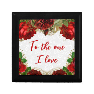 Romantic Red Roses and Gold Foil Valentine's Day Gift Box