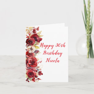 Romantic Red Roses Birthday Card