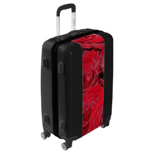 Romantic Red Roses Black Floral Luggage Suitcase